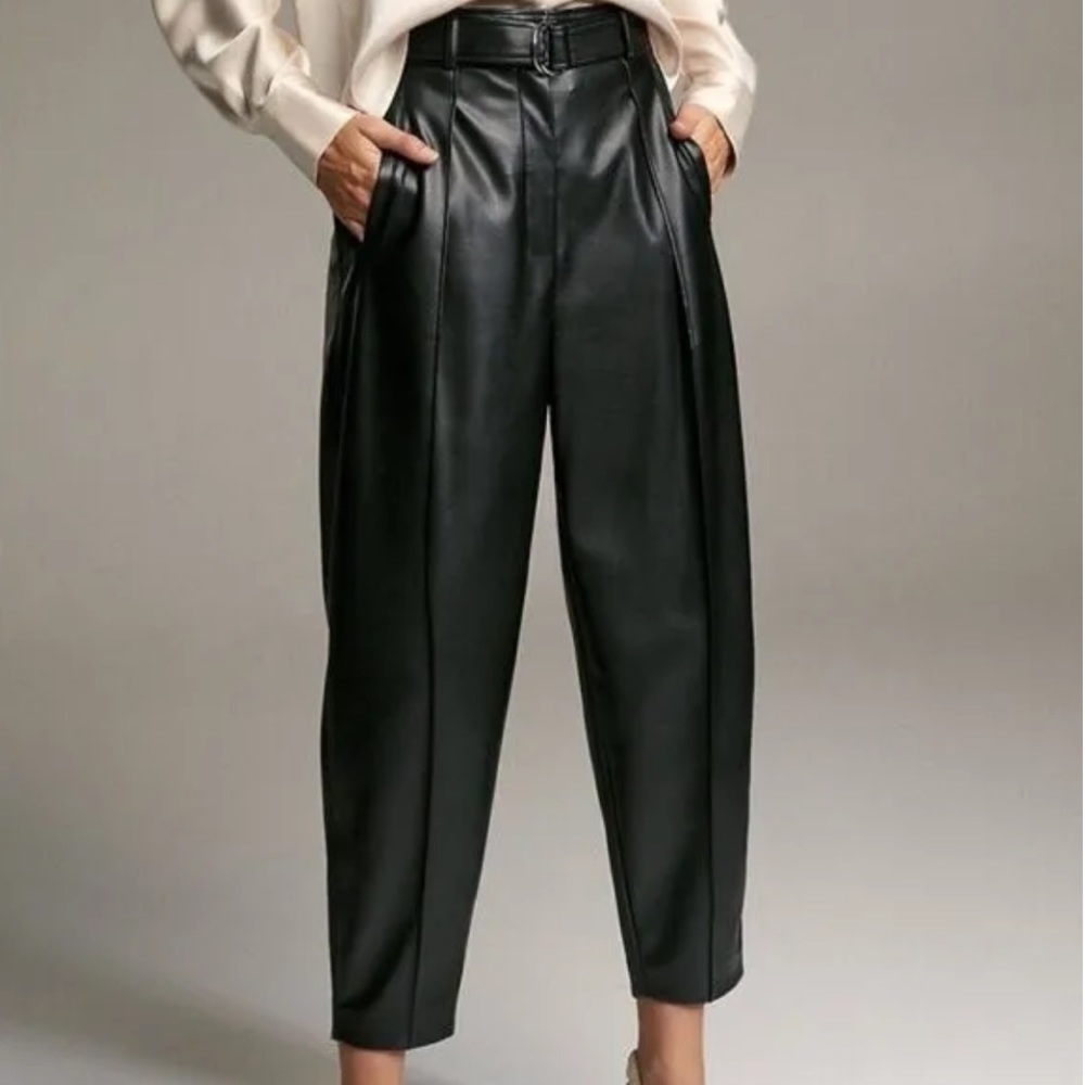 Aritzia Babaton Black Vegan Leather Trouser Pant